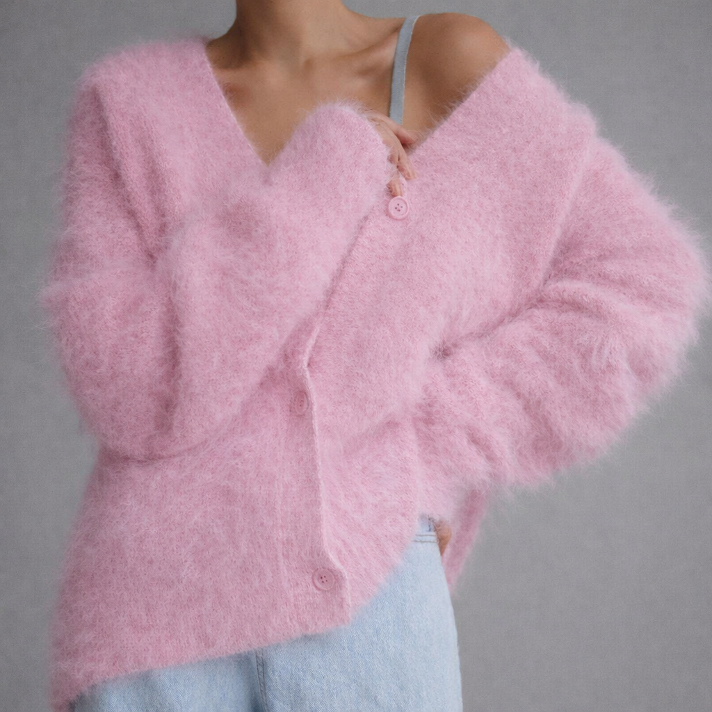 Soft V-Neck Button Knit Cardigan