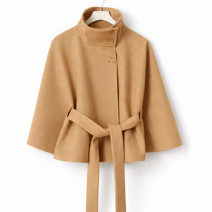 Belted High-Neck Wrap Jacket