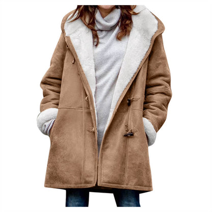 Women’s Hooded Toggle Faux Shearling Coat