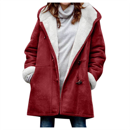 Women’s Hooded Toggle Faux Shearling Coat