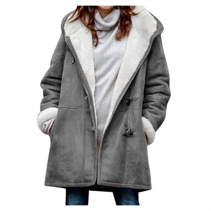 Women’s Hooded Toggle Faux Shearling Coat