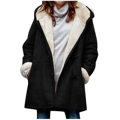 Women’s Hooded Toggle Faux Shearling Coat